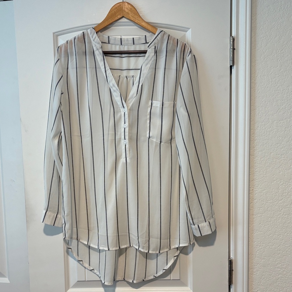 Striped White and Black Boyfriend Top